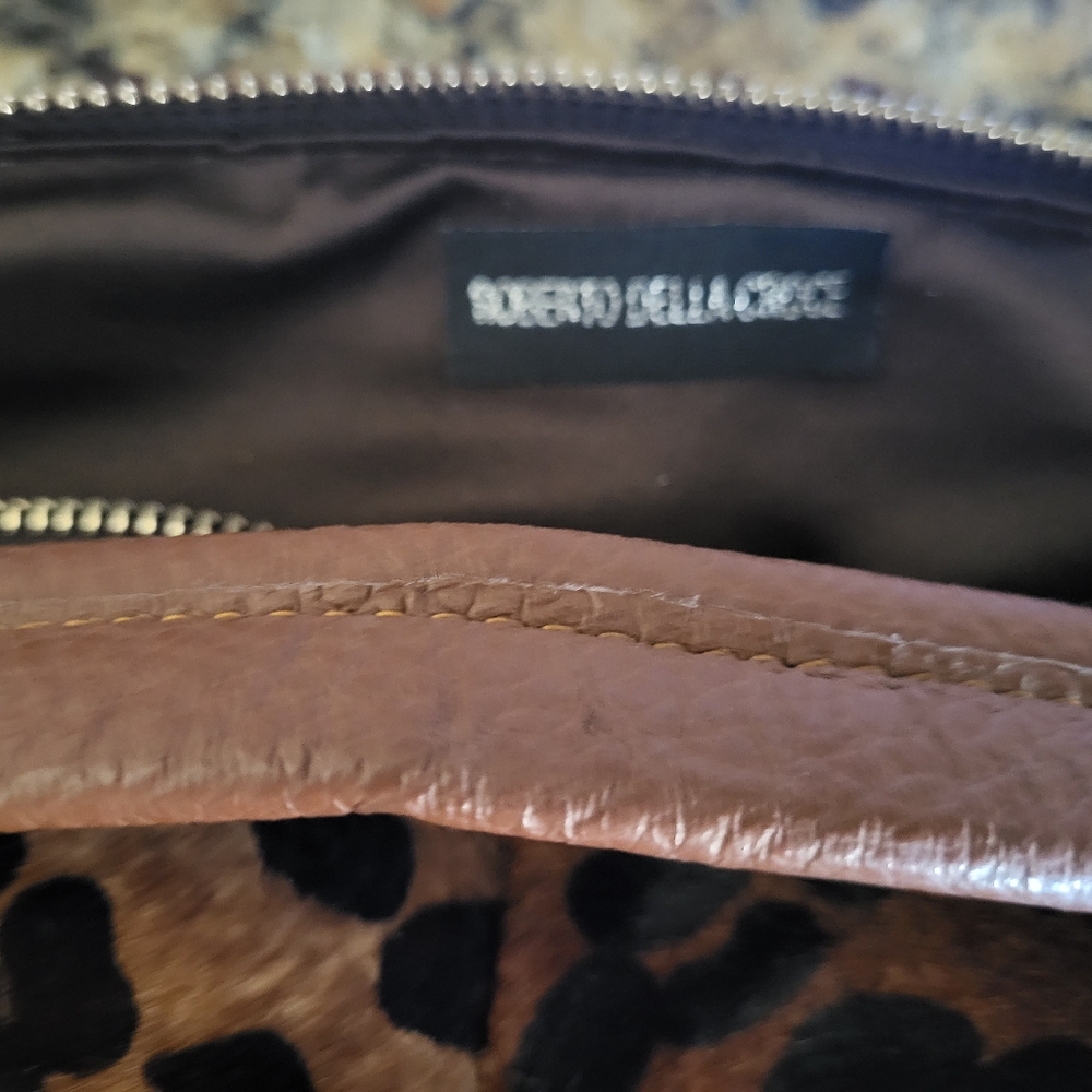 Roberto Della Croce Leopard Print Women's Handbag/Shoulder/Crossbody - Picture 7 of 8